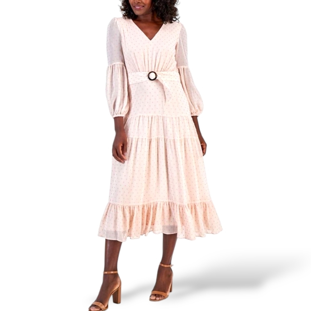 Taylor Vintage-inspired NWT Pairire Cottagecore Peasant Pink Maxi Dress, sz 8